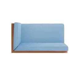2pc Brava Outdoor Acacia Wood Right Arm Loveseat & Coffee Table With Cushion Teak/Blue - Christopher Knight Home -Outdoor Garden GUEST 588da207 a0f3 434c 8079 e93b0cf3c2e1