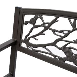 Outsunny 50" Vintage Animal Pattern Garden Cast Iron Patio Bench, Outdoor Furniture Loveseat Chair With Backrest And Armrest For Yard, Lawn, Brown -Outdoor Garden GUEST 59474a4a ed01 4ec5 b894 edaa859841de