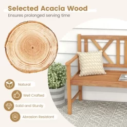 Costway 2-Person Bench Patio Acacia Wood Outdoor Loveseat Chair Garden Natural 12 Costway 2-Person Bench Patio Acacia Wood Outdoor Loveseat Chair Garden Natural -Outdoor Garden GUEST 5954ce97 1700 49bf 8926 c79b2e929e3b