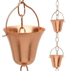 Marrgon Copper Rain Chain With Bell Style Cups For Gutter Downspout Replacement -Outdoor Garden GUEST 5983017b c5ba 4b72 a345 0301c6d96ef9