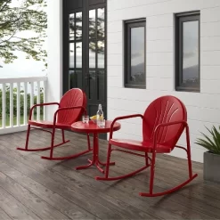 Griffith 3pc Outdoor Rocking Chair Set - Red - Crosley -Outdoor Garden GUEST 59bfbbd8 e218 4ac6 af27 4291bb7d25d7