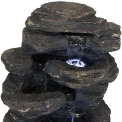 Sunnydaze Decor Sunnydaze 24"H Electric Polystone Rock Falls Waterfall Outdoor Water Fountain With LED Lights -Outdoor Garden GUEST 5a5b31d9 e6df 4122 848f 3bb22101d28a
