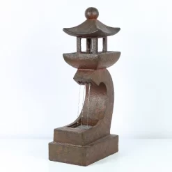 LuxenHome Resin Japanese Pagoda Fountain With LED Light -Outdoor Garden GUEST 5a847a2c 75a1 4857 b32c 7dec79f7676d