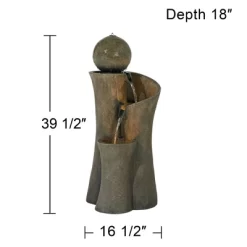 John Timberland Modern Sphere Curve Zen Outdoor Floor Water Fountain 39 1/2" With LED Light For Exterior Garden Yard Lawn -Outdoor Garden GUEST 5b3cd70c eb1d 4aa8 96df 0b7e66311b0d