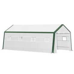 Outsunny 20' X 10' X 8' Heavy-duty Greenhouse, Walk-in Hot House With Windows And Roll Up Door, PE Cover, Steel Frame -Outdoor Garden GUEST 5c508594 a65e 4e7f 9388 5441ec7ff2f7