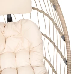 Merrick Lane Riley Foldable Woven Hanging Egg Chair With Removable Cushion And Stand For Indoor And Outdoor Use -Outdoor Garden GUEST 5c6eaf37 1285 40fe afc8 5eb08f7ce697