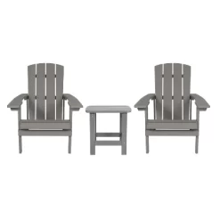 Flash Furniture 2 Pack Charlestown All-Weather Poly Resin Wood Adirondack Chairs With Side Table -Outdoor Garden GUEST 5ce216ab 76b1 49b9 a5bd f8038216a237