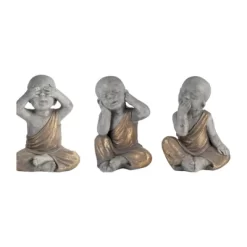 12" Polyresin No Speak Baby Monk Figurine Gray/Gold - Sagebrook Home -Outdoor Garden GUEST 5d47cc2f 9b2f 4532 8869 38b0fb4a263f