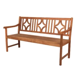 Sloane 3-Seat Ogee Diamond-Back Acacia Wood Outdoor Garden Patio Bench - JONATHAN Y -Outdoor Garden GUEST 5d6bac2d 8041 43e4 b745 636443cb42ad