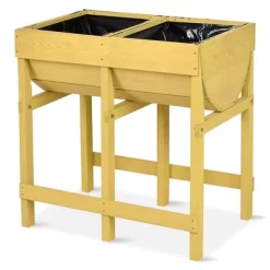 Costway Raised Wooden V Planter Elevated Vegetable Flower Bed Free Standing Planting With Liner -Outdoor Garden GUEST 5da974ef 8c5e 449d bc20 7007bacdf4f2