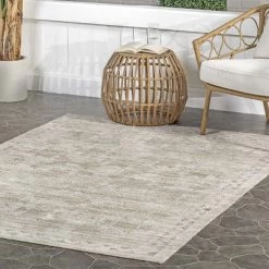 NuLOOM Aine Bordered Machine Washable Indoor/Outdoor Area Rug -Outdoor Garden GUEST 5e01235d be83 43d3 aa43 cd8656bec153
