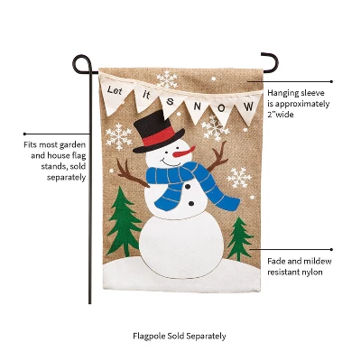 Evergreen Let It Snow Garden Burlap Flag 12.5 X 18 Inches Indoor Outdoor Decor 2 Evergreen Let It Snow Garden Burlap Flag 12.5 X 18 Inches Indoor Outdoor Decor - Image 2