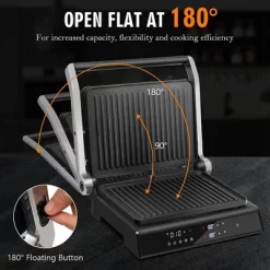 Costway Electric Panini Press Grill 1200W Sandwich Maker With Independent Temperature Control & Removable Drip Tray -Outdoor Garden GUEST 5eb38558 e73d 416a b47f dddc7f1cb80b