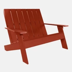Italica 4pc Outdoor Set With Modern Adirondack Chairs, Double Wider Adirondack Chair & Side Table - Rustick Red - Highwood -Outdoor Garden GUEST 5eee5e82 7a39 46b5 ad6c fc8665be4424
