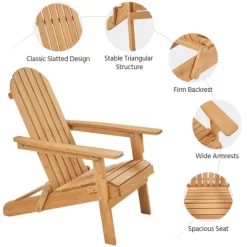 Yaheetech 2-piece Folding Adirondack Chair Solid Wood Outside Chair, Brown -Outdoor Garden GUEST 5f3e514c 6e44 4c78 9cfb c9396d2fbdd4