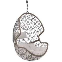 Sunnydaze Decor Sunnydaze Outdoor Resin Wicker Patio Danielle Hanging Basket Egg Chair Swing With Cushion And Headrest - 2pc -Outdoor Garden GUEST 5f6bfe32 289f 42e9 8c4f d69a147209ab