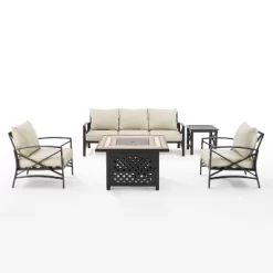Kaplan 5pc Sofa Set With Fire Table - Oatmeal - Crosley