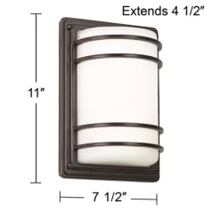 John Timberland Habitat Modern Outdoor Wall Light Fixtures Set Of 2 Rubbed Bronze 11" Opal Glass For Post Exterior Barn Deck House Porch Yard Patio -Outdoor Garden GUEST 60b47119 818d 4c91 98d9 cce1c3d8d5a7