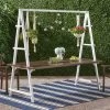 Huckleberry Rectangle Acacia Wood Patio Dining Table With Iron Plant Hanger Dark Brown/White - Christopher Knight Home