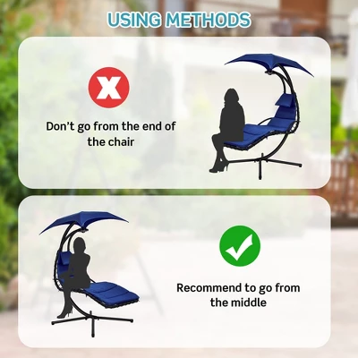 Costway Costway Patio Hanging Lounge Chaise Hammock Chair Removable Canopy Grey/Navy/Turquoise 7 Costway Costway Patio Hanging Lounge Chaise Hammock Chair Removable Canopy Grey/Navy/Turquoise - Image 7