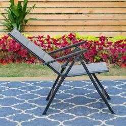 7pc Outdoor Dining Set With 7 Position Adjustable Folding Chairs & Metal Rectangle Table With Umbrella Hole - Captiva Designs -Outdoor Garden GUEST 61d019fb 5385 407d 94b0 d8e8da5e7c60