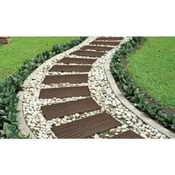 Flexon Rubber Railroad Tie Decorative Lawn And Garden Stepping Stone - Set Of 3 -Outdoor Garden GUEST 6209987f 3de6 4f10 acf2 db04b993859b
