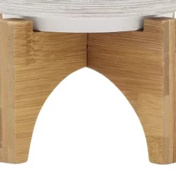 Sagebrook Home Round Ceramic Planter Pot With Wood Stand Gray/White -Outdoor Garden GUEST 62b53c66 e581 4eef b2d4 c068ad7fcac7