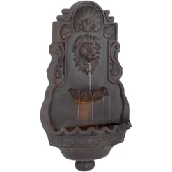 John Timberland Lion Head Rustic 2 Tier Outdoor Wall Water Fountain With LED Light 31 1/2" For Yard Garden Patio Home Deck Porch Exterior Balcony -Outdoor Garden GUEST 6371aa95 1188 47a1 9d41 959ad2277188