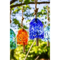 Evergreen Art Glass Speckle Turquoise Bell Chime -Outdoor Garden GUEST 63cd1004 0e9c 4bbb b2eb dbb5a2ad1eca