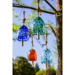 Evergreen Art Glass Speckle Turquoise Bell Chime -Outdoor Garden GUEST 63d762aa 3e5a 4e37 82fc 4f2a6c043b54