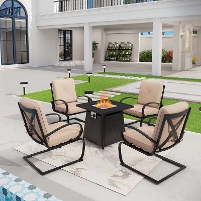 5pc Outdoor Set With Spring Motion Chairs & 28" Fire Table - Captiva Designs 12 5pc Outdoor Set With Spring Motion Chairs & 28" Fire Table - Captiva Designs - Image 12