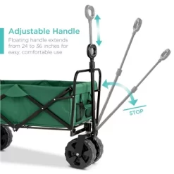 Best Choice Products 36in Folding Multipurpose Indoor Outdoor Utility Cart W/ Swivel Wheels, Adjustable Handle - Green -Outdoor Garden GUEST 644e289b f3af 4b34 9620 8b419e4abb4d