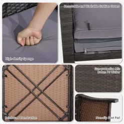 Costway 5PCS Patio Rattan Furniture Set Ottoman Cushioned W/Cover Space Saving Off White/Gray/Red/Turquoise 20 Costway 5PCS Patio Rattan Furniture Set Ottoman Cushioned W/Cover Space Saving Off White/Gray/Red/Turquoise -Outdoor Garden GUEST 64978c49 62b0 4fe6 a241 8f8194557c6a