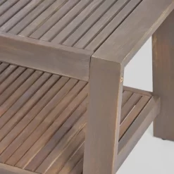 2pc Grenada Acacia Wood Patio Chat Set With Sunbrella Cushions Gray/Navy - Christopher Knight Home -Outdoor Garden GUEST 64b6ccdd 0fd7 481c b5c8 e9c42a3f19b2