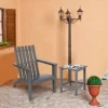 Costway 3PCS Patio Adirondack Chair Side Table Set Solid Wood Garden Deck Grey