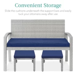 Best Choice Products Set Of 2 Multipurpose Patio Wicker Ottomans W/ Removable Cushions, Steel Frame -Outdoor Garden GUEST 65588adb 3f0f 4ed9 8b6b b7047038d542