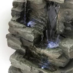 13" Resin Waterfall Tabletop Fountain With LED Lights Gray - Alpine Corporation -Outdoor Garden GUEST 6697bb9f 19f1 4e55 90b6 39128ca401c6