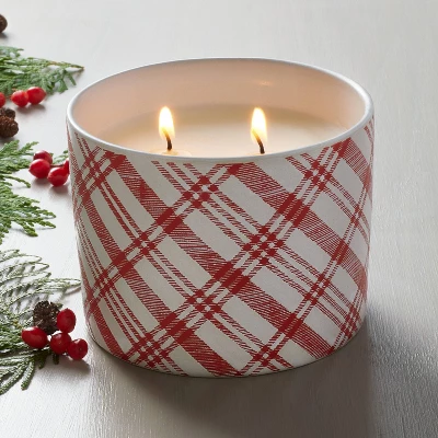 Plaid Ceramic Balsam & Berry Jar Christmas Candle Red 11oz - Hearth & Hand™ With Magnolia 1 Plaid Ceramic Balsam & Berry Jar Christmas Candle Red 11oz - Hearth & Hand™ With Magnolia