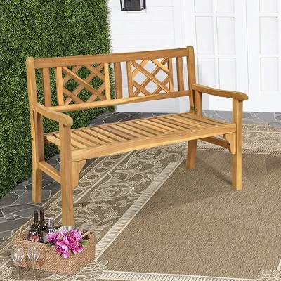 Costway Patio Outdoor Solid Wood Bench Folding Loveseat Chair Park Garden Deck Furniture 5 Costway Patio Outdoor Solid Wood Bench Folding Loveseat Chair Park Garden Deck Furniture - Image 5