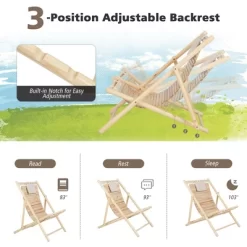Costway Patio Outdoor Adjustable Folding Wood Sling Chair Reclining Lounge Assembly Free -Outdoor Garden GUEST 6859b092 8eb0 4ea1 b237 bdf577e0f19b