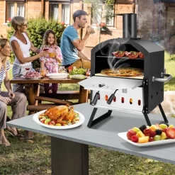 Costway 2-Layer Pizza Oven Wood Fired Pizza Grill Outside Pizza Maker With Waterproof Cover -Outdoor Garden GUEST 69fefcc2 46c9 4db3 ac96 d1752a27c52b