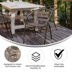 Emma And Oliver 31.5'' Round Glass Top Metal Table With 4 Aluminum Slat Stack Chairs 18 Emma And Oliver 31.5'' Round Glass Top Metal Table With 4 Aluminum Slat Stack Chairs -Outdoor Garden GUEST 6a2472a7 21de 4dc0 ac15 280f392195e1
