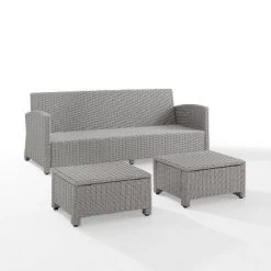 Bradenton 3pc Outdoor Wicker Sofa & 2 Ottoman Set - Navy/Gray - Crosley -Outdoor Garden GUEST 6a2be418 45b0 4137 a53a de8186f06036 1