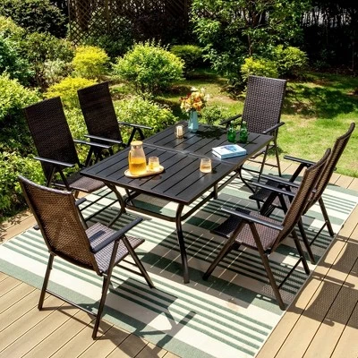 2pk Outdoor Wicker Dining Chairs With Aluminum Frame - Captiva Designs 9 2pk Outdoor Wicker Dining Chairs With Aluminum Frame - Captiva Designs - Image 9