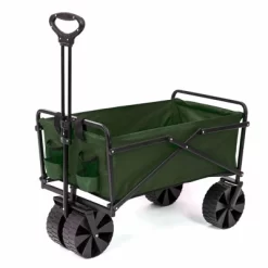 Seina Heavy Duty Steel Collapsible Folding Outdoor Portable Utility Cart Wagon With All Terrain Plastic Wheels And 150 Pound Capacity, Blue/Gray -Outdoor Garden GUEST 6b7915c1 7c0a 4bba 9486 565ce67cca4f
