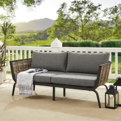 Ashby Loveseat - Gray/Black/Natural - Linon