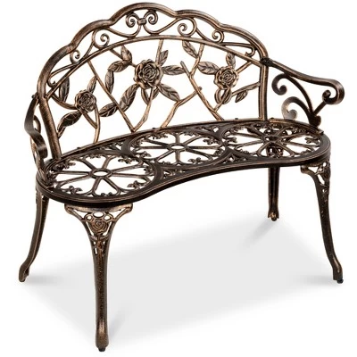 Best Choice Products Outdoor Bench Steel Garden Patio Porch Furniture W/ Floral Accent, Antique Finish 8 Best Choice Products Outdoor Bench Steel Garden Patio Porch Furniture W/ Floral Accent, Antique Finish - Image 8