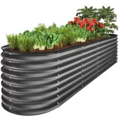 Best Choice Products 8x2x2ft Metal Raised Garden Bed, Oval Outdoor Planter Box W/ 4 Support Bars -Outdoor Garden GUEST 6d415e59 4298 4b6b 95b2 a87f51e4547c
