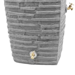 Good Ideas Impressions Riverwalk 50-Gallon Faux Slate Surface Dual Spigot Locations Rain Barrel W/2 Brass Spigots & Screen, Dark Granite -Outdoor Garden GUEST 6dafe9a8 de5c 4ec9 a54d d0f1174e6485