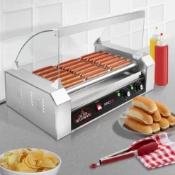 Olde Midway Electric Hot Dog Roller Grill Cooker With Glass Cover, Commercial Grade Machine -Outdoor Garden GUEST 6dbf5dd0 58ab 465a 93d4 48b75c8b2f25